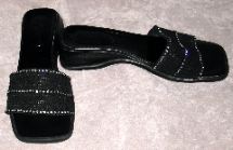 Russell & Bromley Black Diamante Mules